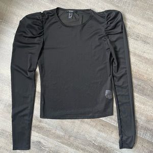 F21 | PUFFER SLEEVE SHEER TOP